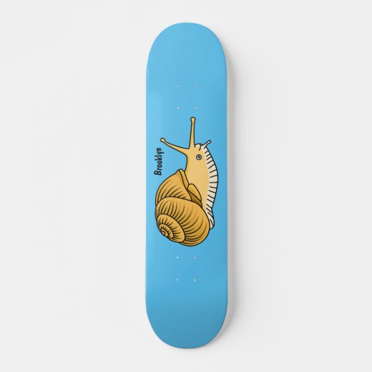 Cute yellow slak cartoon illustratie skateboard (Voorkant)