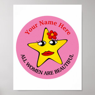 Cute yellow star Girl Power Vrouwen zijn prachtig Poster