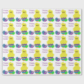 Cute Yellow Striped Chick Egg Cadeaupapier (Vlak)