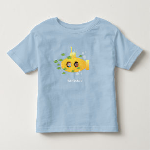 Cute yellow submarine fish cartoon illustration kinder shirts
