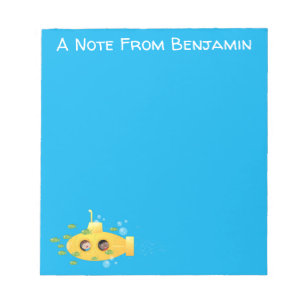 Cute yellow submarine fish cartoon illustration notitieblok