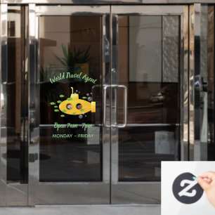 Cute yellow submarine fish cartoon illustration raamsticker