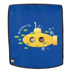 Cute yellow submarine fish cartoon illustration rugtassen