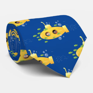 Cute yellow submarine fish cartoon illustration stropdas
