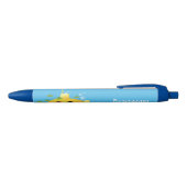 Cute yellow submarine fish cartoon illustration zwarte inkt pen (Bovenkant)