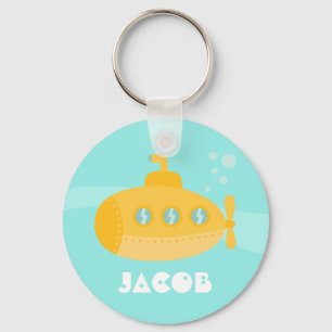 Cute Yellow Submarine Kinder Personalized Sleutelh Sleutelhanger