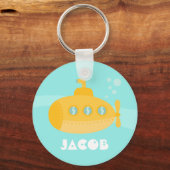 Cute Yellow Submarine Kinder Personalized Sleutelh Sleutelhanger (Voorkant)