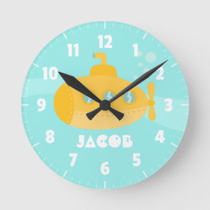 Cute Yellow Submarine, onderwater, voor kinderen Ronde Klok