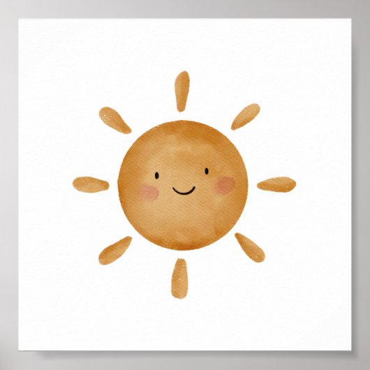 Cute Yellow Sun With Smile Day Nursery Poster (Devant)