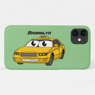 Cute yellow taxiplezier cartoon illustratie iPhone 11 hoesje