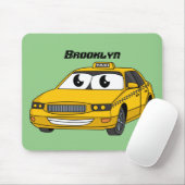 Cute yellow taxiplezier cartoon illustratie muismat (Met muis)