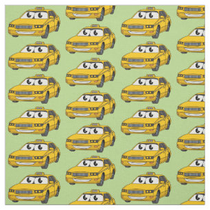 Cute yellow taxiplezier cartoon illustratie stof