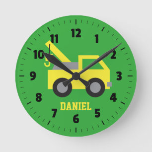 Cute Yellow Tow Truck Boys Room Decor Ronde Klok