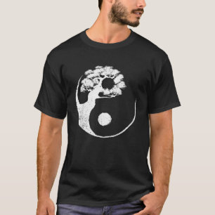 Cute Yin Yang Design Buddhist Mannen Vrouwen Bonsa T-shirt