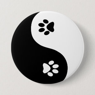 Cute Yin Yang Paws Button