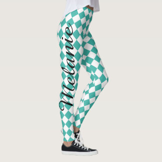 Cute Yoga Blauwgroen en White Diamond Pattern Leggings