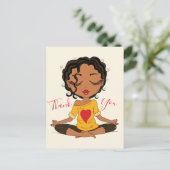 Cute Yoga fille Merci noir Brown cheveux carte pos (Debout devant)