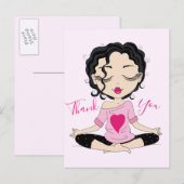 Cute Yoga Girl Bedankt | Briefkaart met zwarte haa (Voorkant / Achterkant)