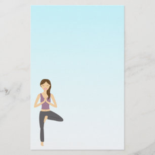 Cute Yoga Girl doet de illustratie van de boompjes Briefpapier
