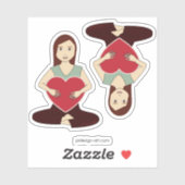 Cute Yoga Girl met rood hart Sticker (Vel)