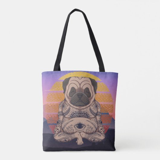 Cute Yoga Pug Canvas tas (Achterkant)