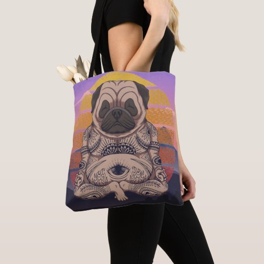 Cute Yoga Pug Canvas tas (Dichtbij)