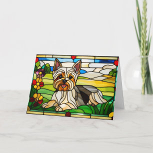 Cute Yorkie Glas-in-lood Kaart