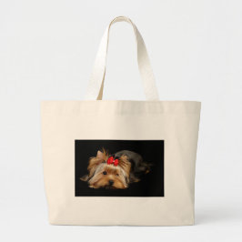 Cute yorkie grote tote bag