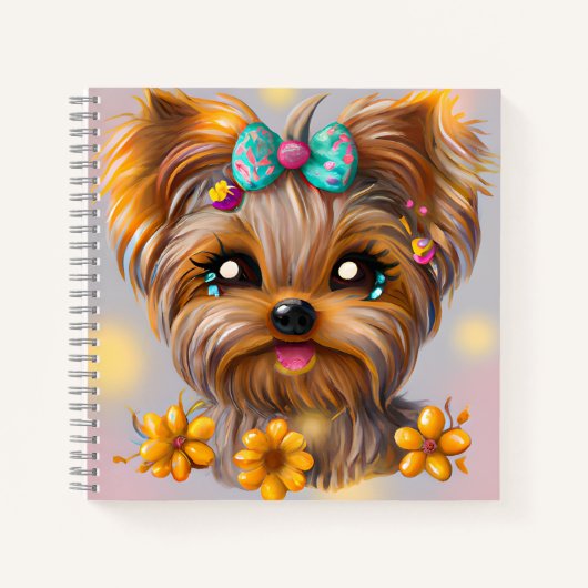 Cute Yorkie Kawaii Puppy Notitieboek (Voorkant)
