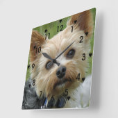 Cute Yorkie-klok Vierkante Klok (Hoek)