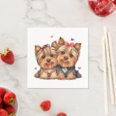 Cute Yorkie Liefde Puppy Hond Yorkshire Terrier Servet (Insitu)