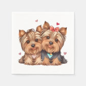 Cute Yorkie Liefde Puppy Hond Yorkshire Terrier Servet (Voorkant)