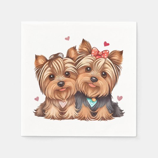 Cute Yorkie Liefde Puppy Hond Yorkshire Terrier Servet (Voorkant)