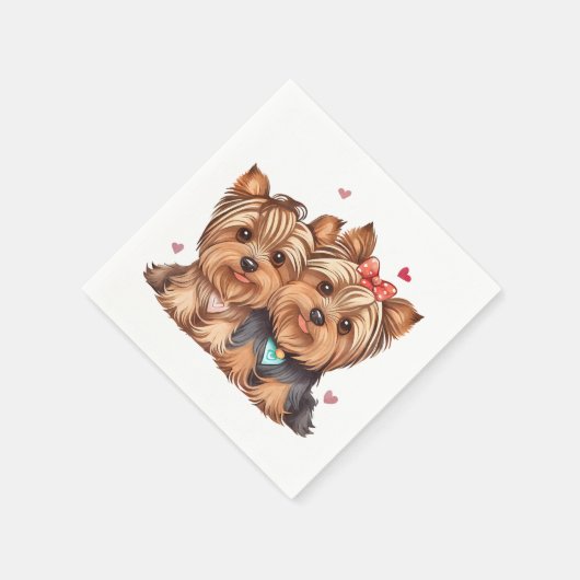 Cute Yorkie Liefde Puppy Hond Yorkshire Terrier Servet (Hoek)