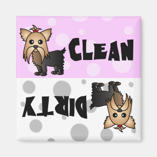Cute Yorkie Nettoyer / Lave-vaisselle sale Magnet