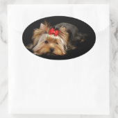 Cute yorkie ovale sticker (Tas)