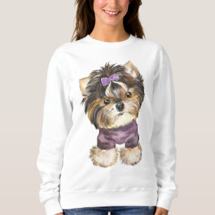 Cute Yorkie Puppy Dog Cartoon Yorkshire Terrier Trui
