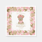 Cute Yorkie Two Cute Balloon Birthday Paper Servet (Voorkant)