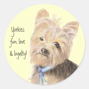 Cute Yorkie, Yorkshire Terrier, Dog, Pet Ronde Sticker