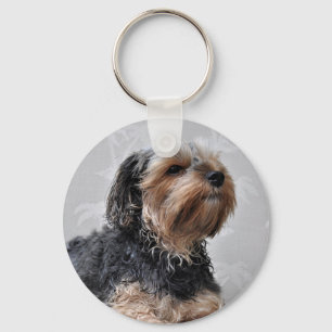 Cute Yorkie Yorkshire Terrier Sunbathing Sleutelhanger