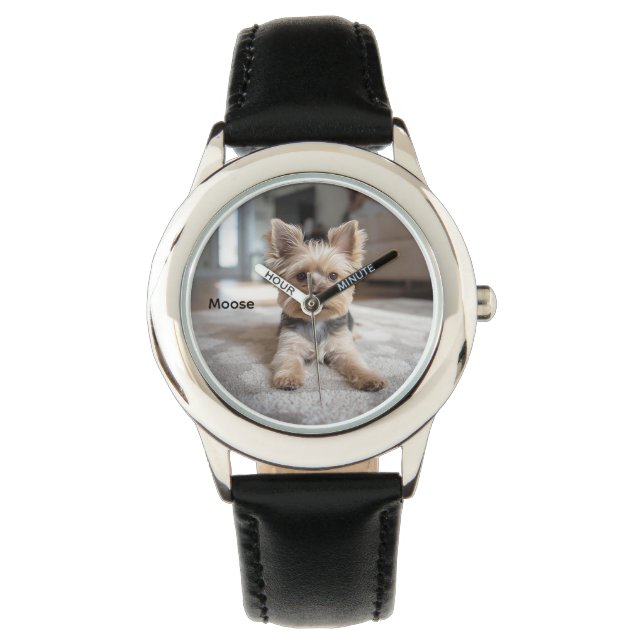 Cute Yorkshire Personalized Kid's Horloge (Voorkant)