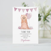 Cute Yorkshire Terrier Birthday Hartelijk dank Kaart (Staand voorkant)