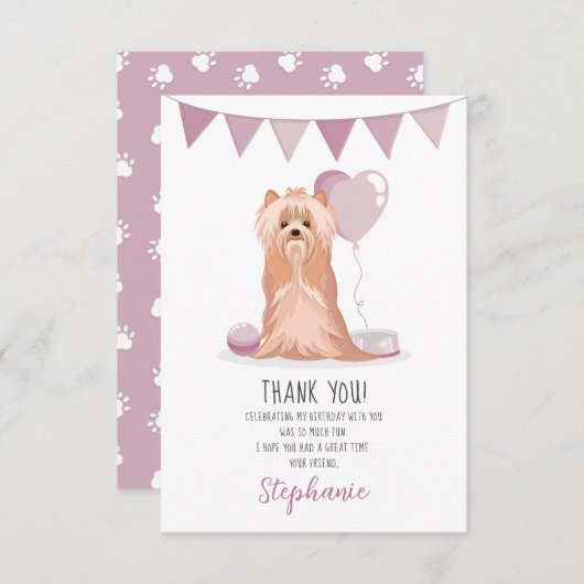 Cute Yorkshire Terrier Birthday Hartelijk dank Kaart (Voorkant / Achterkant)