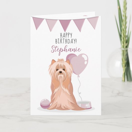 Cute Yorkshire Terrier Birthday Kaart (Voorkant)