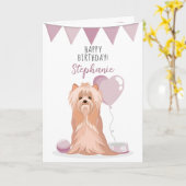 Cute Yorkshire Terrier Birthday Kaart (Gele Bloem)
