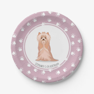 Cute Yorkshire Terrier Birthday Paper Borden Papieren Bordje