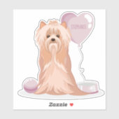 Cute Yorkshire Terrier Birthday Sticker (Vel)