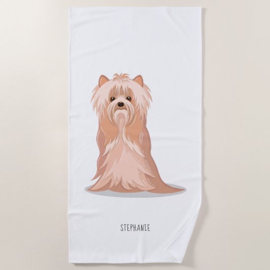 Cute Yorkshire Terrier Birthday Strandlaken (Voorkant)