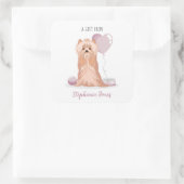 Cute Yorkshire Terrier Birthday Vierkante Sticker (Tas)