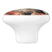 Cute Yorkshire Terrier Botanical Red Poppies Keramische Knop (Zijkant)